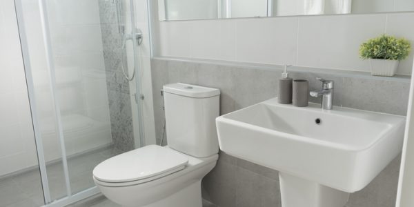 White water closet in bathroom at home