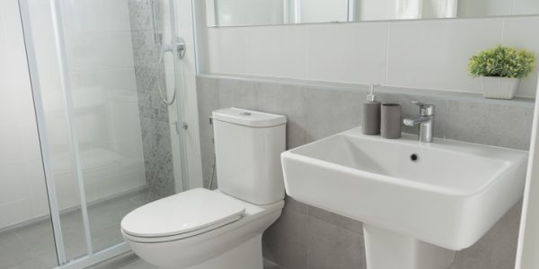 White water closet in bathroom at home